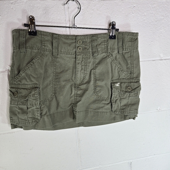 Vtg Y2k Hollister Low Rise Micro Mini Khaki Green Mini Skirt - Picture 6 of 9